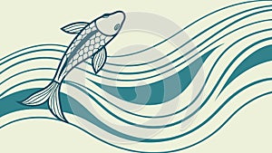 Dynamic Fish Leaping from Water with Abstract Wave Patterns, vector design Generative AI
