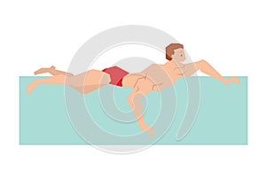 Dynamic and fit swimmer sport man vector illustration.