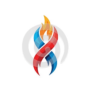 Dynamic Flame Energy Abstract Icon. Vibrant