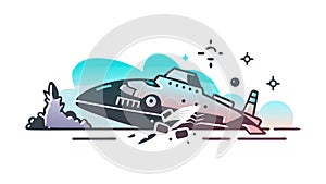 Space Exploration Rocket Launching from a Cosmic Planet, vector design Generative AI