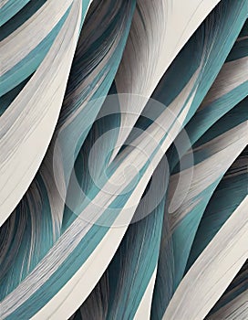 Dynamic flat waves in a textured design, capturing the essence of movement and energy in green and white, Generative AI