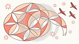 Dynamic Flock of Birds in Abstract Geometric Pattern Design, vector design Generative AI