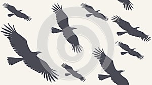 Dynamic Flock of Flying Birds Seamless Pattern, vector design Generative AI