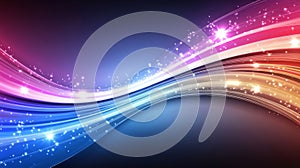 Dynamic Flow Abstract Background Colorful Wavy Lines and Sparkling Particles 3D Render