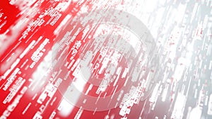 Dynamic flow of binary data streams in glowing red and white, representing futuristic technology, coding, and digital