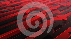 Dynamic flow of glowing red growth arrows