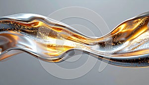 Dynamic Flow of Molten Gold and Silver Abstract Wave