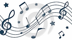 Dynamic Flowing Musical Staff and Notes Pattern, vector design Generative AI