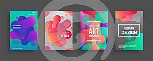 Dynamic form posters. Colored geometric forms and lines. Gradient abstract flowing liquid shapes for banners, flyer or