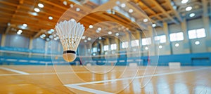 Dynamic freeze frame shuttlecock in mid air during badminton smash at summer olympics