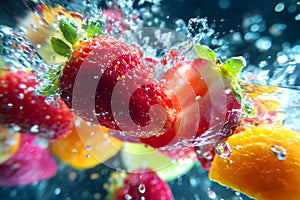Fruit Splash and Submerged Refreshing Water