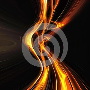 Dynamic Fusion: Black & Orange Abstract with Vibrant Movement