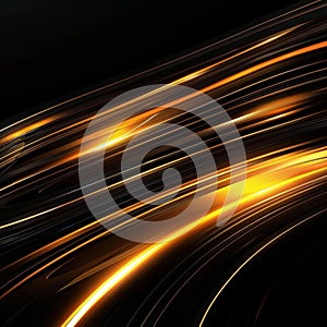 Dynamic Fusion: Black & Orange Abstract with Vibrant Movement