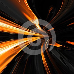 Dynamic Fusion: Black & Orange Abstract with Vibrant Movement