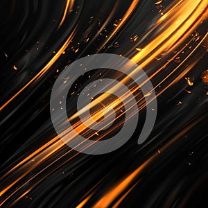 Dynamic Fusion: Black & Orange Abstract with Vibrant Movement