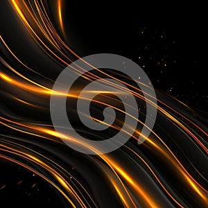 Dynamic Fusion: Black & Orange Abstract with Vibrant Movement