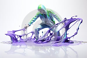 Dynamic Fusion, Illustration of People in Harmonious Motion with Abstract Liquid Forms