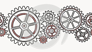 Dynamic Gear Train: Precision Mechanical Engineering, vector design Generative AI