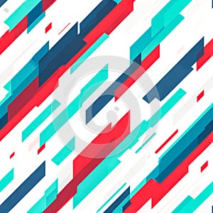 Dynamic geometric abstract with vibrant red, blue, and white angular shapes