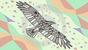 Dynamic geometric eagle in flight, abstract avian power and freedom vector design Generative AI