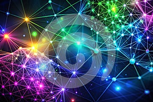 Dynamic Geometric Network Explore a Futuristic Plexus of Neon Points Stars and Interconnected Lines A Stunning Abstract