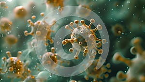 Dynamic germs in close-up, animated microbiology.