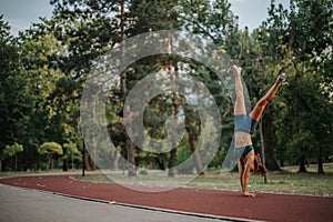 Dynamic Girl Display Athleticism with Awe-Inspiring Flips in Nature