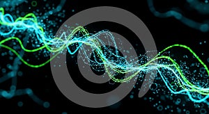 Dynamic glowing digital waves abstract technology stream