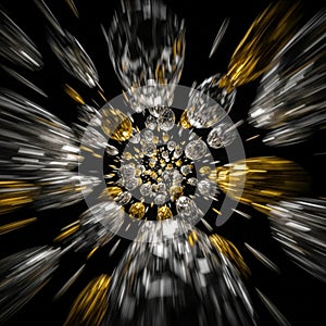 Dynamic Gold and Silver Metallic Sphere Burst