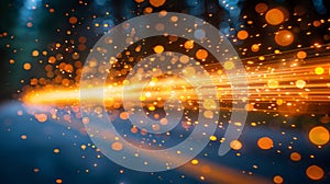 Dynamic golden sparkles create a mesmerizing effect in the evening light