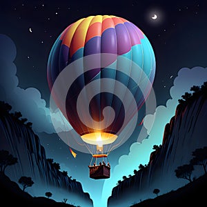 Dynamic gradient, air baloon in the hidden village photo