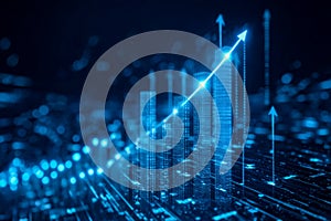 Digital growth and upward trend in data analytics visualization