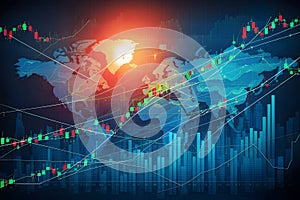 Dynamic graphs illustrate stock market volatility and global index interconnectedness.