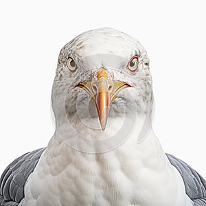 Dynamic Grey Seagull Close-up With Exaggerated Facial Expressions