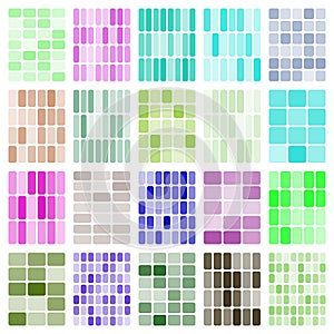 Abstract digital mosaic pattern background with colorful rounded rectangles