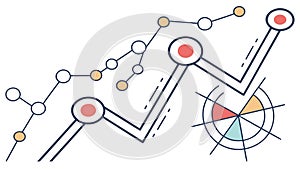 Dynamic Growth Chart with Data Points, Business Analytics and Progress, vector design Generative AI