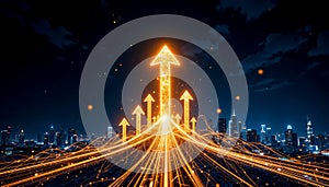 Dynamic Growth Visualization in a Futuristic Cityscape photo