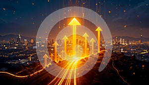 Dynamic Growth Visualization in a Futuristic Cityscape photo