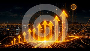 Dynamic Growth Visualization in a Futuristic Cityscape photo