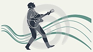 Dynamic Guitarist on Stage Silhouette Vector, vector design Generative AI