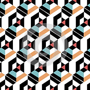 Dynamic Hexagon Abstract Geometric Seamless Repeat Pattern