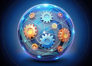 Seamless System Integration A Modern Icon of Interconnected Gears Circuits and Networks for Enhanced Efficiency and photo