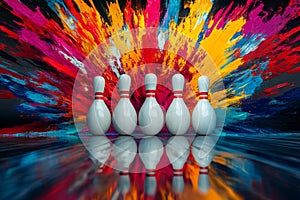 Vibrant Bowling Pin Explosion