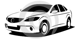 Dynamic illustration of a modern aerodynamic car which can be used as a logo