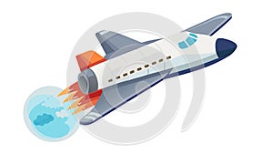 Rocket Ship Blast Off Space Launch, vector design Generative AI