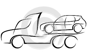 Dynamic illustration of a tow truck with a car