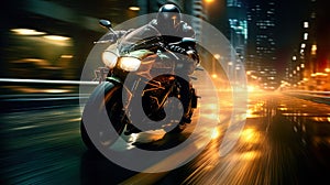 dynamic image captures a motorcycle in action on a road, embodying the thrill of high-speed motion