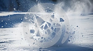 Dynamic Ice Explosion - A Captivating Display of Frozen Fragmentation