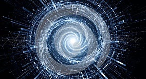 Abstract digital vortex tunnel technology background