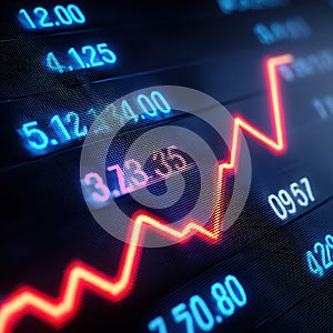 Stock Market Chart with Dynamic Graph and Rising Trend Analysis photo